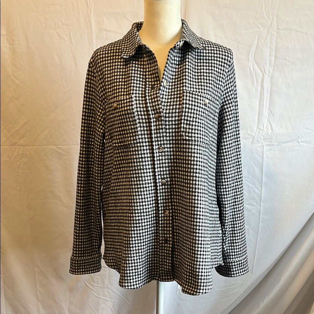 Faherty brand Black and White Checkered Women's Top